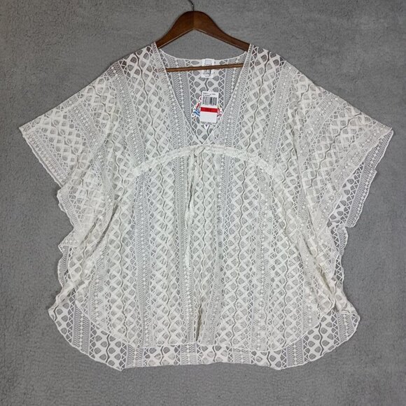 BECCA Other - Becca Rebecca Virtue Swim Cover-Up Women XS-S Ivory Gold Tunic Top Lace Boho NWT